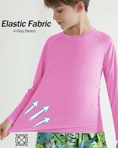 Valcatch Boy's Girls UPF 50+ Sun Protection Shirts Long Sleeve Swim Rash Vests Kids Teens Fishing Hiking Shirt Quick Dry Athletic Performance Active T-Shirt Running Gym Workout Tee Tops