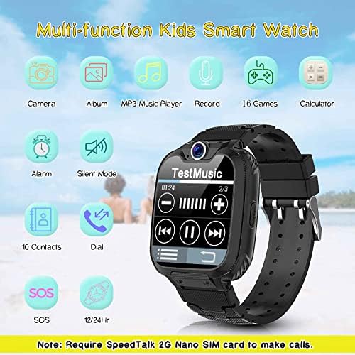 Vannico Kids Smart Watch Boys Girls - Smart Watch For Kids Phone Call SOS Camera For Kids Music Touch Screen 16 Games MP3 Alarm With SD Card Kids Watch For Boys & Girls 3-12Y Birthdays Gifts