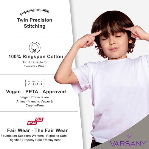 Varsany Personalised T Shirts Mens Womens Kids UK - Customised T Shirt With Any Text And Photo Long-Lasting Printing - Design Your Own Custom T Shirt