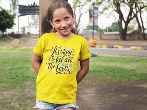 Varsany Yellow Mental Health T Shirt – Children’s VE Day T Shirts Girls Boys Yellow Top For School Awareness & Support Events