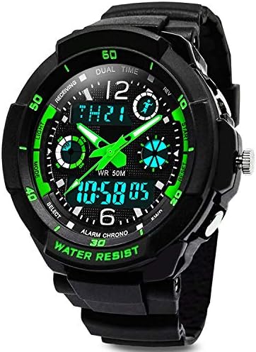 VDSOW Digital Watches for Kids Boys - 50M Waterproof Outdoor Sports Analogue Watch with Alarm/Timer/Dual Time Zone/LED Light Childrens Electronic Shock Resistant Wrist Watches for Junior Teenagers