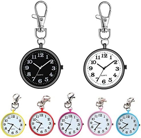 Verlike Kids Children Round Dial Quartz Analog Nurse Keychain Pocket Watch Sky Blue