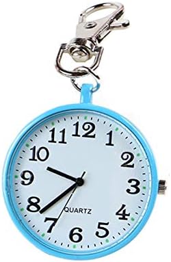 Verlike Kids Children Round Dial Quartz Analog Nurse Keychain Pocket Watch Sky Blue