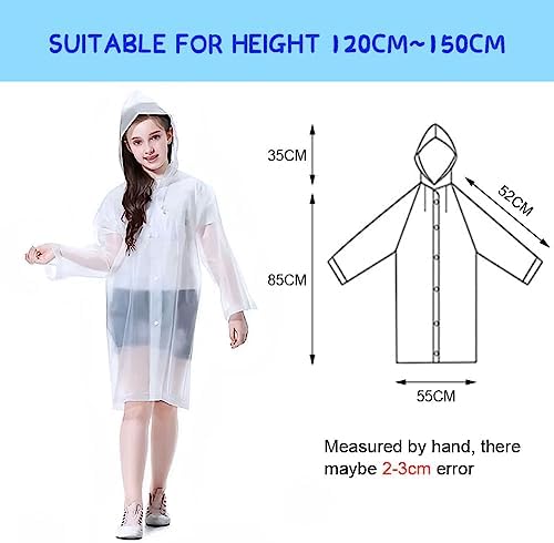 Vicloon Kids Rain Coat For Girls And Boys Portable Raincoat Rain Poncho Kids Waterproof With Hoods And Sleeves Rain Resistant Poncho For Camping Emergency Situations Travel