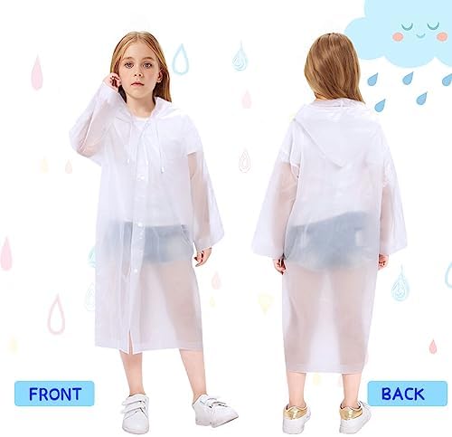Vicloon Kids Rain Coat For Girls And Boys Portable Raincoat Rain Poncho Kids Waterproof With Hoods And Sleeves Rain Resistant Poncho For Camping Emergency Situations Travel