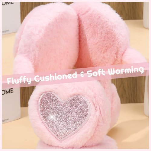 ViEinkaufen 2 Pack Kids Winter Earmuffs Cute Sequin Cat Ear Muffs Childrens Plush Thermal Ears Warmers For Boys & Girls Windproof Ears Protector For Outdoor Sports Cycling