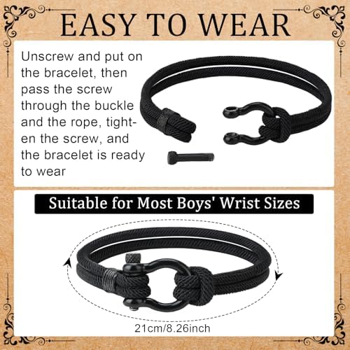 ViEinkaufen Boys Bracelet Black Teenage Boy Birthday Bracelet Gifts Cool Presents For 13 14 15 16 17 18 Year Olds Boy