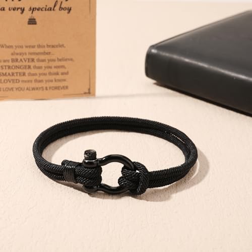 ViEinkaufen Boys Bracelet Black Teenage Boy Birthday Bracelet Gifts Cool Presents For 13 14 15 16 17 18 Year Olds Boy