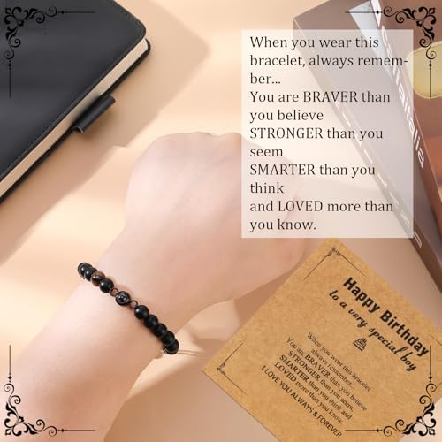 ViEinkaufen Boys Bracelets Black Adjustable 100 Languages Projection Teen Couples Birthday Bracelet Cool Presents For 13 14 15 16 17 18 Year Olds Boy