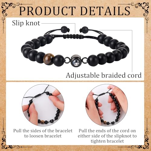 ViEinkaufen Boys Bracelets Black Adjustable 100 Languages Projection Teen Couples Birthday Bracelet Cool Presents For 13 14 15 16 17 18 Year Olds Boy