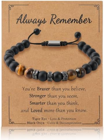 ViEinkaufen Bracelet for Boys Teens Boyfriend Teenager Black Bracelet Present for Birthday Graduation Christmas