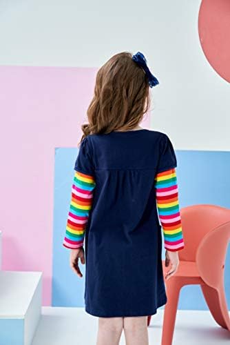 VIKITA Little Girls Cartoon Stripe Short Sleeve T-Shirt Dresses 1-8 Years