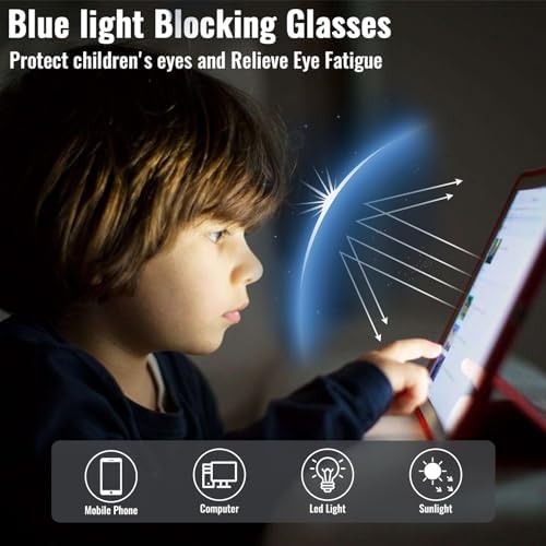 Vinuwu Kids Glasses 3PCS Blue Light Blocking Glasses Clear Lens Glasses Kids Comfortable & Anti-Blue Ray Eyeglassess Children's Computer Glasses For Preventing Eye Fatigue And Protecting Eyes