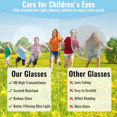 Vinuwu Kids Glasses 3PCS Blue Light Blocking Glasses Clear Lens Glasses Kids Comfortable & Anti-Blue Ray Eyeglassess Children's Computer Glasses For Preventing Eye Fatigue And Protecting Eyes