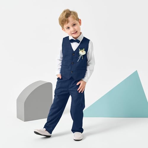 Volunboy Baby Boys 4-Piece Formal Suit Toddler Waistcoat Wedding Party Birthday Dress Gentleman Suit