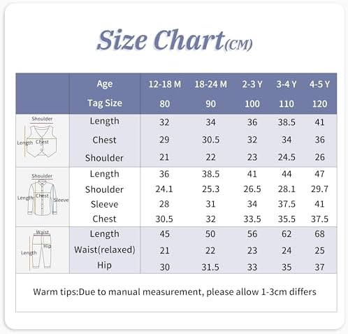 Volunboy Baby Boys 4-Piece Formal Suit Toddler Waistcoat Wedding Party Birthday Dress Gentleman Suit