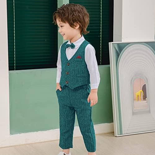 Volunboy Baby Boys Gentleman Suit Toddler Formal Waistcoat Outfit Wedding Shirts + Vest +Bow Tie 4 PCS Set