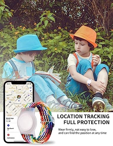 Vozehui AirTag Bracelet For Kids Adult AirTag Holder With Elastic Wristband Adjustable Anti Lost Watch Strap For Toddler Child And Men Women