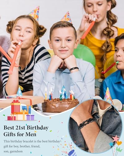 VU100 13th 18th 21st 30th 40th 50th 60th Birthday Gifts For Men Boys Leather Bracelet Birthday Gifts For Dad Son Stepdad Husband Uncle Brother