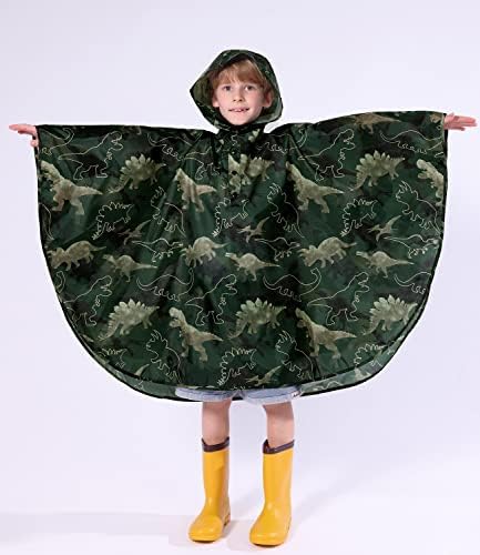 WAWSAM Kids Rain Poncho Waterproof Boys Girls Portable Raincoat Rain Jacket Lightweight Rainwear For Age 3-15