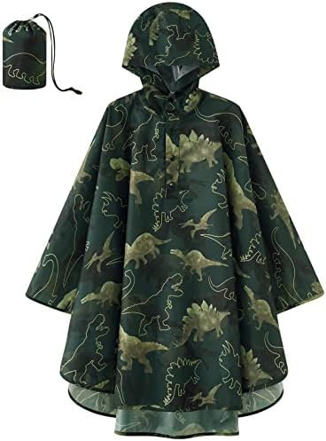 WAWSAM Kids Rain Poncho Waterproof Boys Girls Portable Raincoat Rain Jacket Lightweight Rainwear For Age 3-15