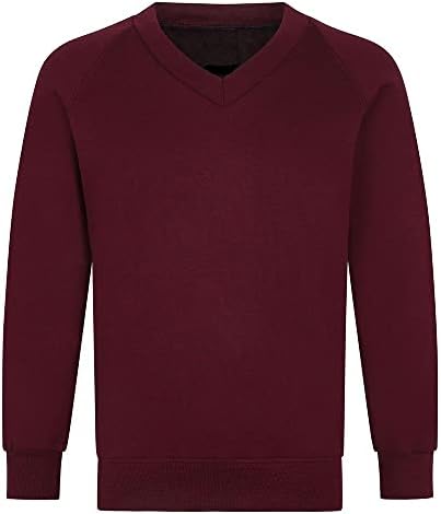 WearAll Boys Girls Unisex Back To School V Neck Sweat Fleece Jumper Classic Sweatshirt Jumpers Kids Uniform Of Different Ages