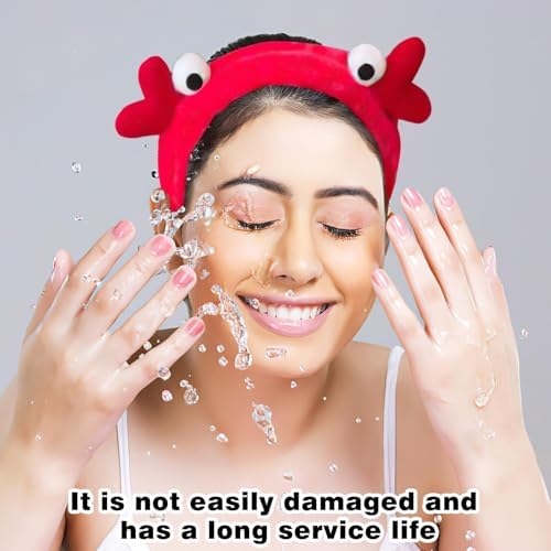 Weenwill Face Wash Headband 3 Pcs Snail Frog Crab Designs Women Cartoon Cute Coral Spa Hair Bands Makeup Headbands Creative Hair Accessories For Washing Face Shower Sports