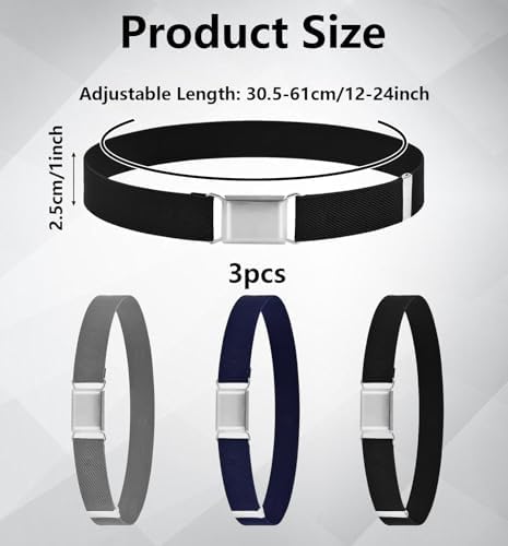 WEFINEST 3 Pcs Boys Belts Elastic Kids Belts Belt For Kids Adjustable Kids Belt 4-5 Boys With Easy Buckle Unisex Kids Belts For Boys Age 8-10 For Boys Girls And Children Available For All Ages