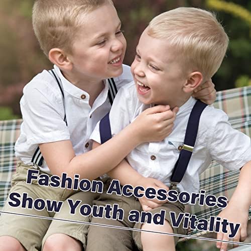 WELROG Boys Suspenders Boys Braces For Trousers 3 Clips - Kids Braces For Trousers Adjustable Elastic Y-shape Strong Clips Suspenders For Boys