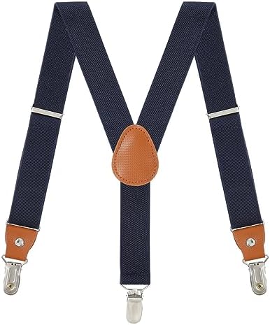 WELROG Boys Suspenders Boys Braces for Trousers 3 Clips - Kids Braces for Trousers Adjustable Elastic Y-shape Strong Clips Suspenders for Boys