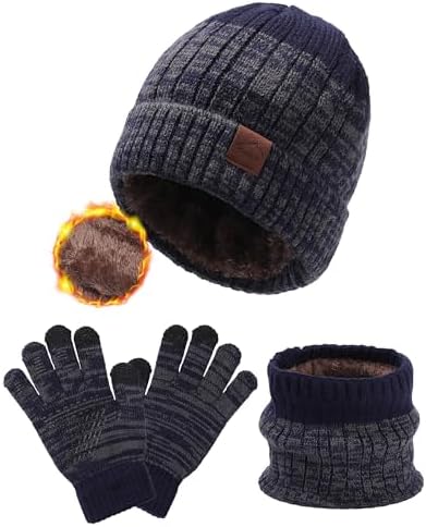 WELROG Children's Winter Hat Scarf Gloves for Boys Girls Winter Hats Scarfs Set for Children 4-15 Years Warm Outdoor Hat and Scarf for Kids Winter Ski Suit