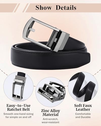 WELROG Kids Leather Ratchet Belt For Boys - Boys Black Belt With Metal Buckle School Uniform Belt For Kids Age 6-16 Kids Brown Belt Age 9 Childs Belt