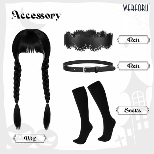 WERFORU Black Costume Girl Halloween Dress For Kids Princess Costume Black For Cosplay Carnival Halloween Party Outfit
