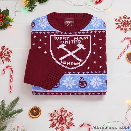 West Ham United FC Christmas Jumper Kids Teenagers Warm Cosy Football Xmas Jumper 7-14 Years - West Ham Gifts For Boys