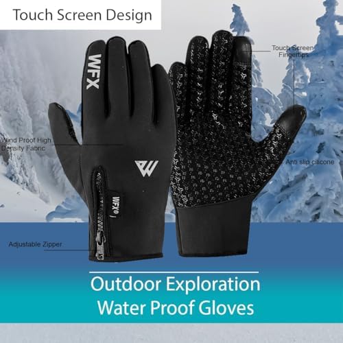 WESTWOOD FOX Cycling Gloves For Kids Thermal Winter Sports Gloves For Boy Girl Windproof Anti-Slip Touchscreen Full Finger Gloves Palm Grip For Cycling Running Football Netball Outdoor Sports