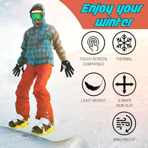 WESTWOOD FOX Winter Warm Kids Gloves Children Thermal Touchscreen Gloves Anti-Slip Sports Cycling Running Riding Outdoor Gloves For Boys Girls 4-12 Years Old