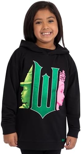 WICKED Girls Hoodie Elphaba And Glinda Girls’ Jumpers Glitter Hoodie Elphaba Girls Clothes Ages 6 To 13 Years