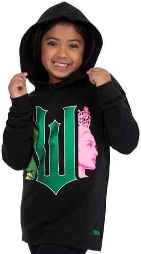 WICKED Girls Hoodie Elphaba And Glinda Girls’ Jumpers Glitter Hoodie Elphaba Girls Clothes Ages 6 To 13 Years