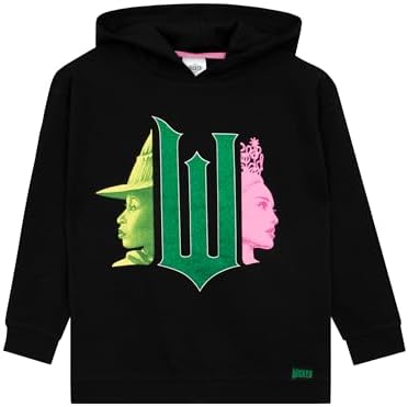 WICKED Girls Hoodie Elphaba And Glinda Girls’ Jumpers Glitter Hoodie Elphaba Girls Clothes Ages 6 To 13 Years