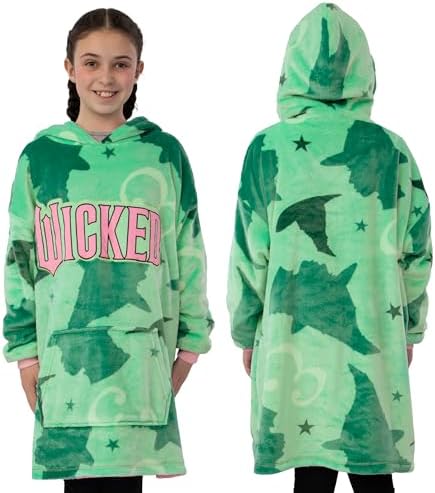Wicked Reversible Hoodie Blanket Glinda And Elphaba Girls And Womens Blanket Hoodie