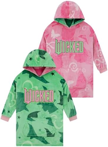 Wicked Reversible Hoodie Blanket Glinda And Elphaba Girls And Womens Blanket Hoodie