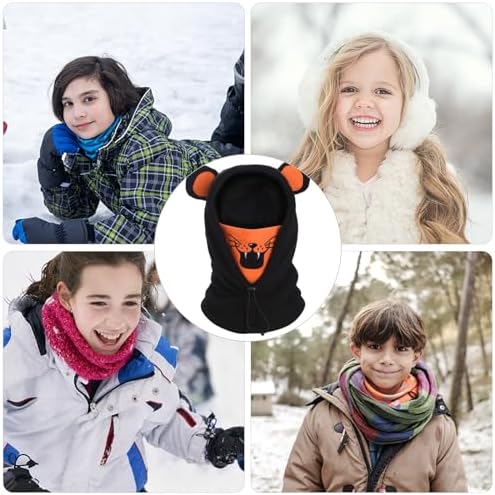 Winter Balaclava Face Mask For Kids Warm Hat Scarf Windproof Thermal Neck Warmer Hood Ski Mask Cover Black