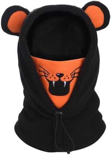 Winter Balaclava Face Mask for Kids Warm Hat Scarf Windproof Thermal Neck Warmer Hood Ski Mask Cover Black