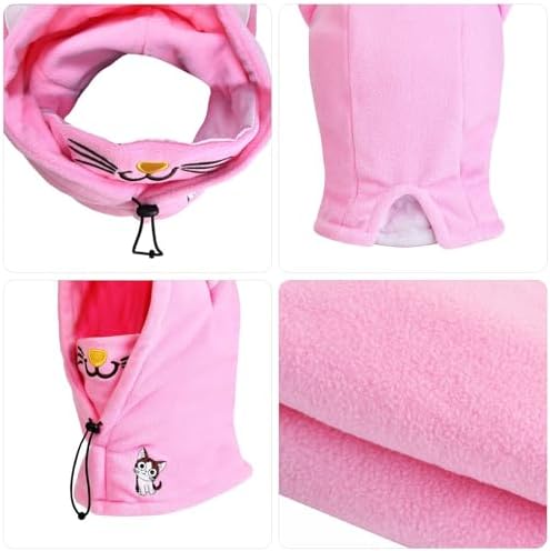 Winter Balaclava Face Mask For Kids Winter Warm Hat Scarf Windproof Thermal Balaclavas Winter Neck Warmer Hood Winter Face Cover Windproof Ski Mask Face Cover Hood Hat Neck Warmer For 1-4 Years Pink