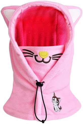 Winter Balaclava Face Mask for Kids Winter Warm Hat Scarf Windproof Thermal Balaclavas Winter Neck Warmer Hood Winter Face Cover Windproof Ski Mask Face Cover Hood Hat Neck Warmer for 1-4 Years Pink