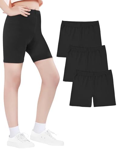 Witwot 3 Pack Girls Cycling Shorts Cotton Short for Teens Kids Dance Bike 5-14 Years