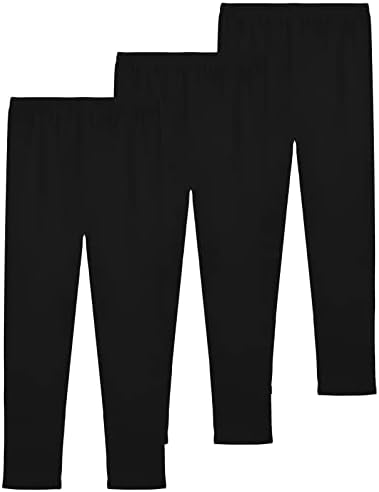 Witwot 3 Pack Girls Leggings Full Length Kids School Cotton Pant Trouser 5-14 Years