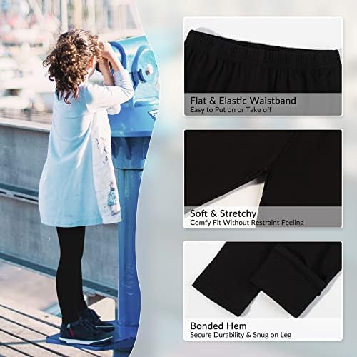Witwot 3 Pack Girls Leggings Full Length Kids School Cotton Pant Trouser 5-14 Years