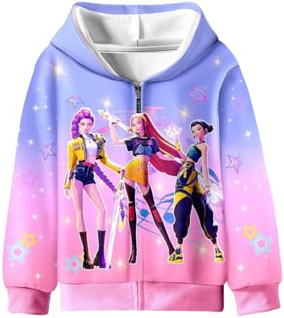 WOGOYO K_Pop D_Demons H_Hunters Girls Clothes Set Kids Tracksuit Toddler 2 Piece Leggings Set Ruffle Long Sleeve Sweatshirt Sweatpants Little Girl Outfits For