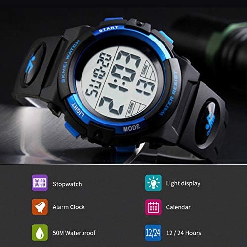 WONOLO Kids Watch Boys Watch For 6-15 Year Old Boys Digital Sport Outdoor Multifunctional Chronograph LED 50 M Waterproof Alarm Calendar Analog Watch For Children With Silicone Band